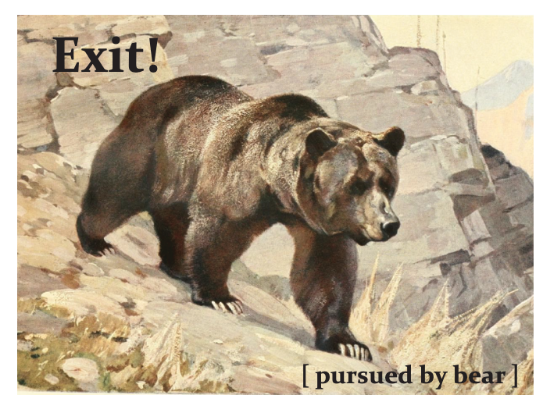 Picture of “Exit! [ Pursued by Bear ]” Sticker 